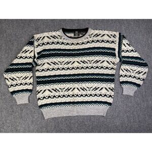 Men's Vintage Expressions Pullover Sweater Size Large Geometric 90's Sweatshirt